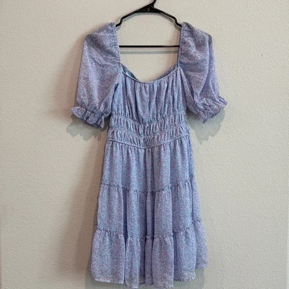 trixxi blue floral dress Blue Floral Tie Shoulder Midi Dress